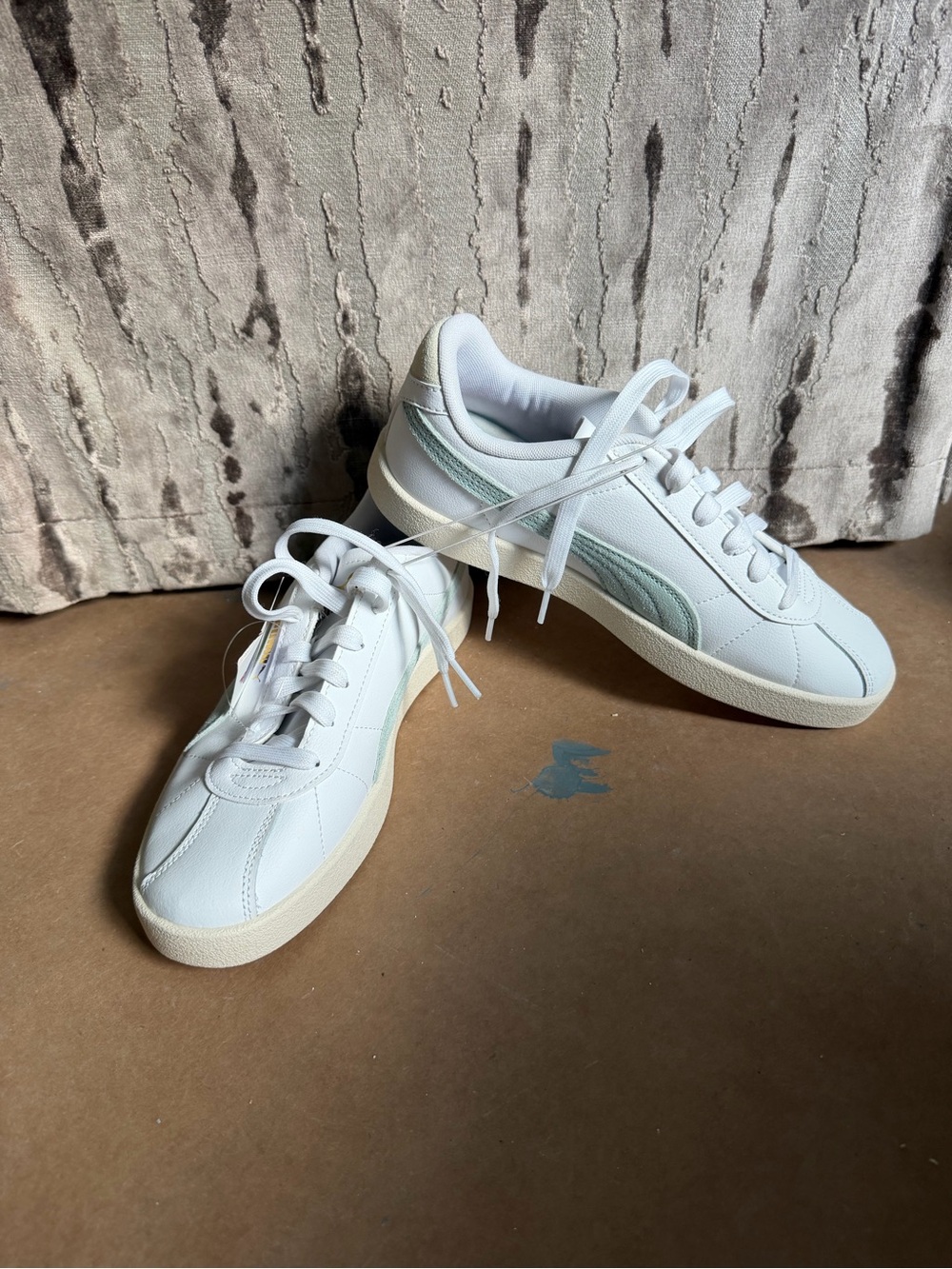 Puma White Sneakers with Pale Mint Stripe